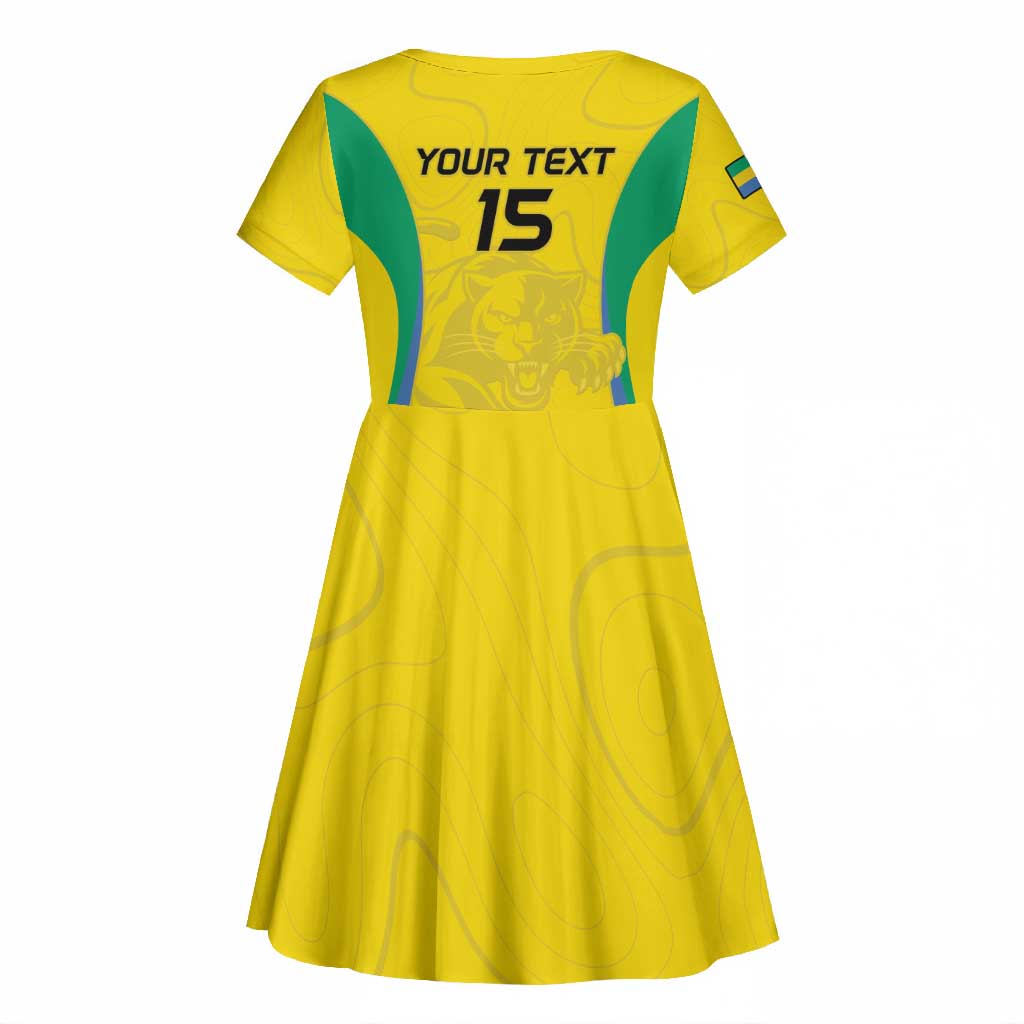 Custom Gabon Football Kid Short Sleeve Dress Go Champions Les Pantheres - Wonder Print Shop