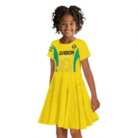 Custom Gabon Football Kid Short Sleeve Dress Go Champions Les Pantheres - Wonder Print Shop