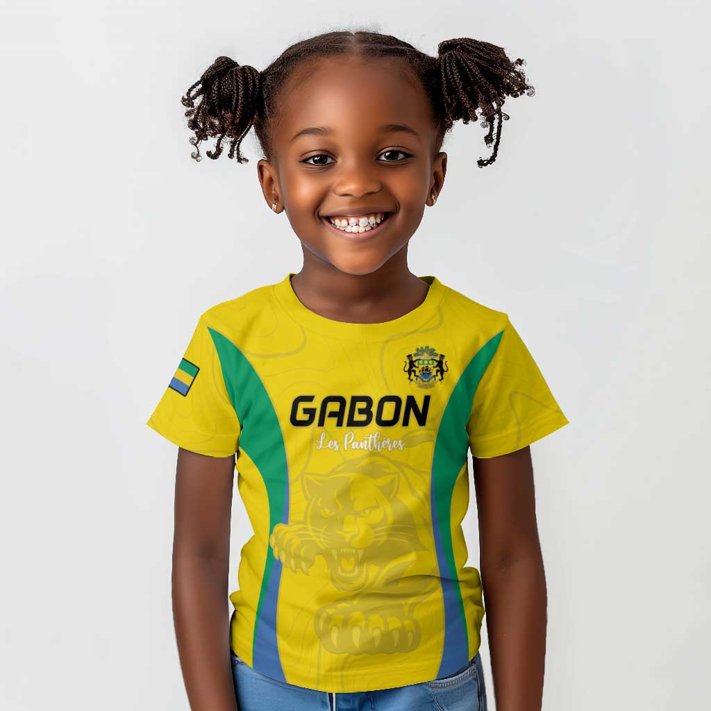 Custom Gabon Football Kid T shirt Go Champions Les Pantheres - Wonder Print Shop