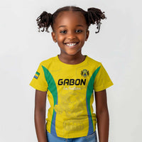 Custom Gabon Football Kid T shirt Go Champions Les Pantheres - Wonder Print Shop