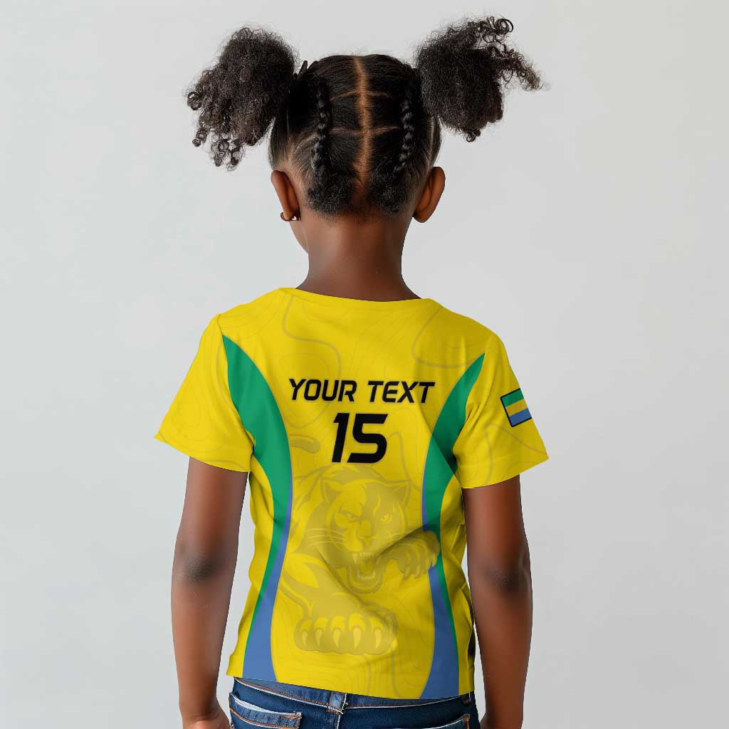 Custom Gabon Football Kid T shirt Go Champions Les Pantheres - Wonder Print Shop