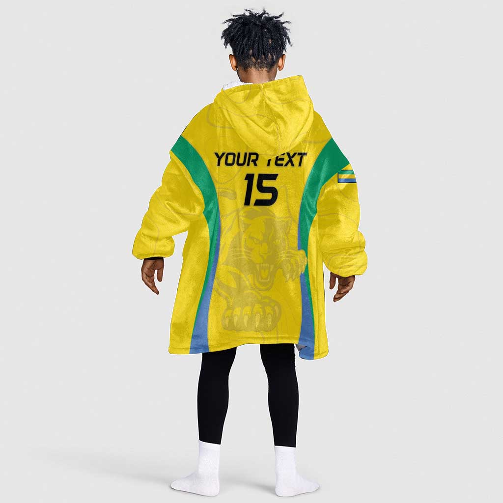 Custom Gabon Football Kid Wearable Blanket Hoodie Go Champions Les Pantheres - Wonder Print Shop