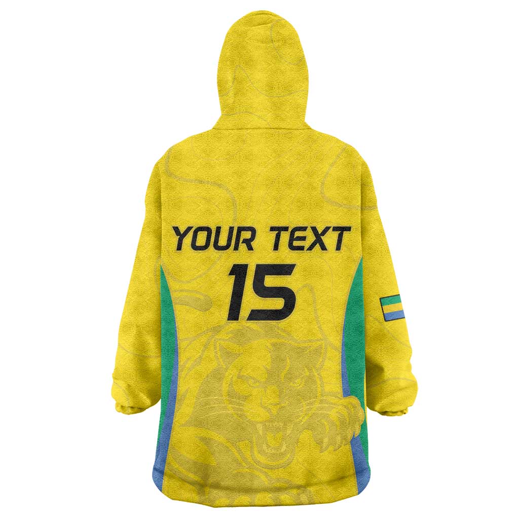 Custom Gabon Football Kid Wearable Blanket Hoodie Go Champions Les Pantheres - Wonder Print Shop