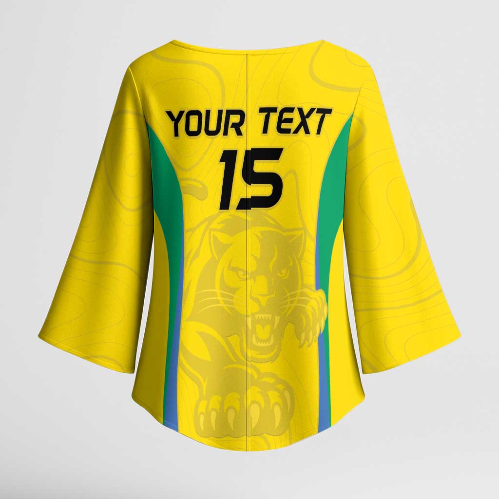 Custom Gabon Football Kimono Sleeve Blouse Go Champions Les Pantheres - Wonder Print Shop