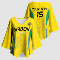 Custom Gabon Football Kimono Sleeve Blouse Go Champions Les Pantheres - Wonder Print Shop
