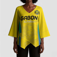 Custom Gabon Football Kimono Sleeve Blouse Go Champions Les Pantheres - Wonder Print Shop