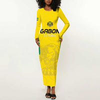 Custom Gabon Football Long Sleeve Bodycon Dress Go Champions Les Pantheres - Wonder Print Shop