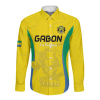 Custom Gabon Football Long Sleeve Button Shirt Go Champions Les Pantheres - Wonder Print Shop