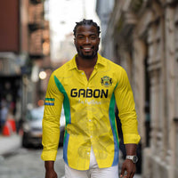 Custom Gabon Football Long Sleeve Button Shirt Go Champions Les Pantheres - Wonder Print Shop