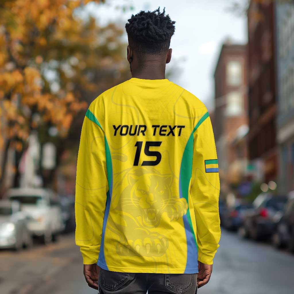 Custom Gabon Football Long Sleeve Shirt Go Champions Les Pantheres - Wonder Print Shop