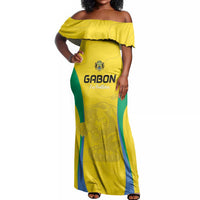Custom Gabon Football Off Shoulder Maxi Dress Go Champions Les Pantheres - Wonder Print Shop