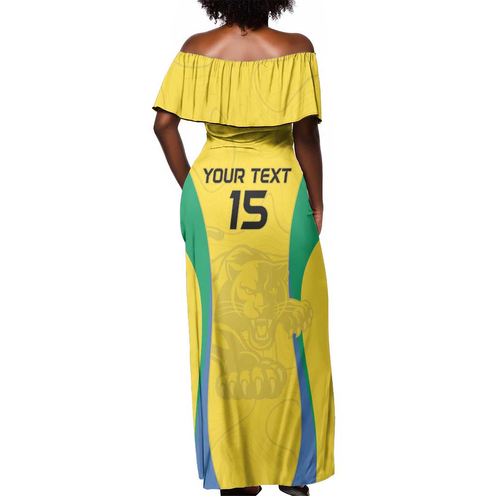 Custom Gabon Football Off Shoulder Maxi Dress Go Champions Les Pantheres - Wonder Print Shop