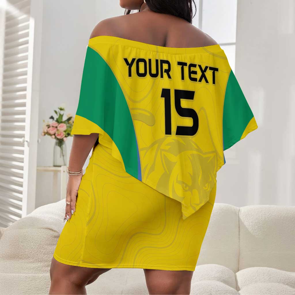 Custom Gabon Football Off Shoulder Short Dress Go Champions Les Pantheres - Wonder Print Shop