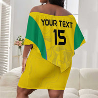 Custom Gabon Football Off Shoulder Short Dress Go Champions Les Pantheres - Wonder Print Shop