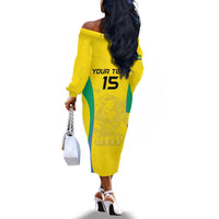 Custom Gabon Football Off The Shoulder Long Sleeve Dress Go Champions Les Pantheres - Wonder Print Shop
