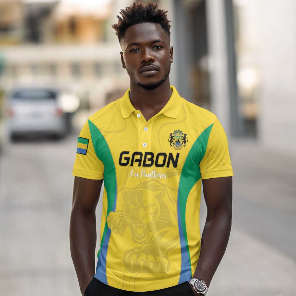 Custom Gabon Football Polo Shirt Go Champions Les Pantheres - Wonder Print Shop