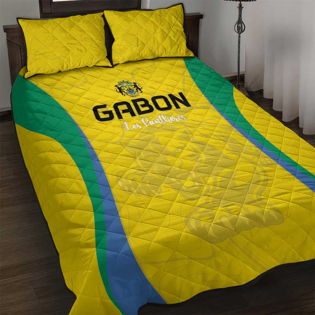 Gabon Football Quilt Bed Set Go Champions Les Pantheres - Wonder Print Shop