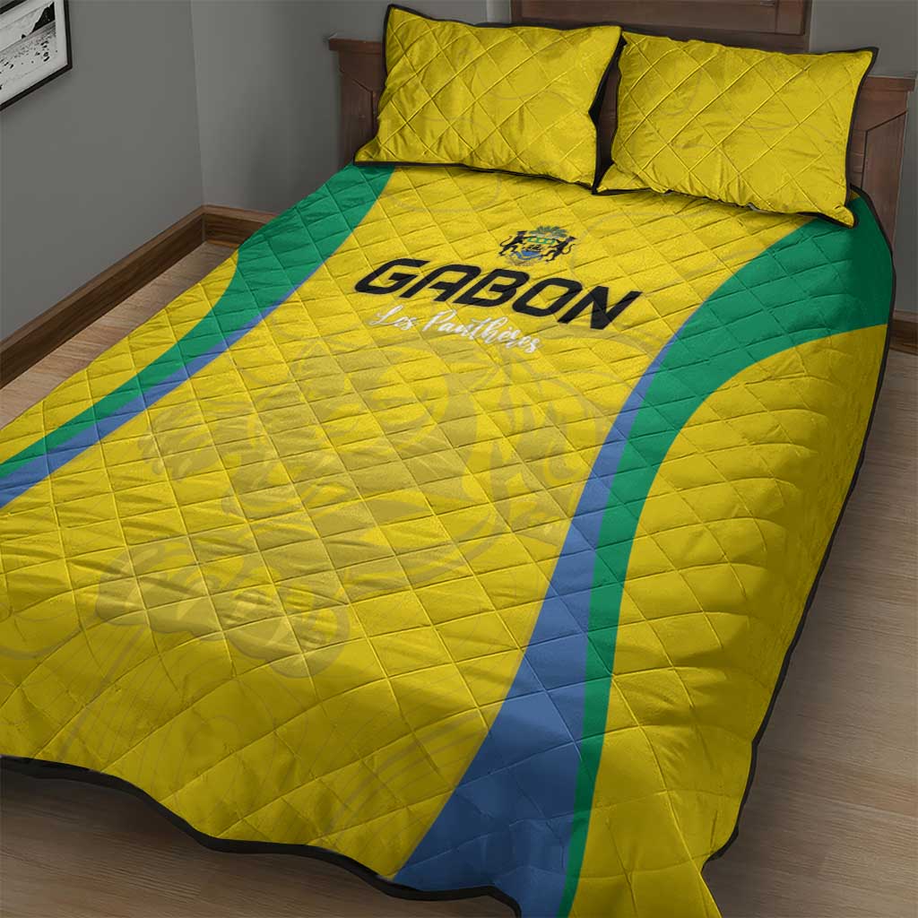 Gabon Football Quilt Bed Set Go Champions Les Pantheres - Wonder Print Shop