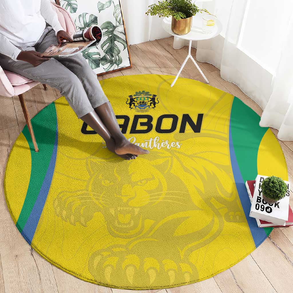 Gabon Football Round Carpet Go Champions Les Pantheres - Wonder Print Shop