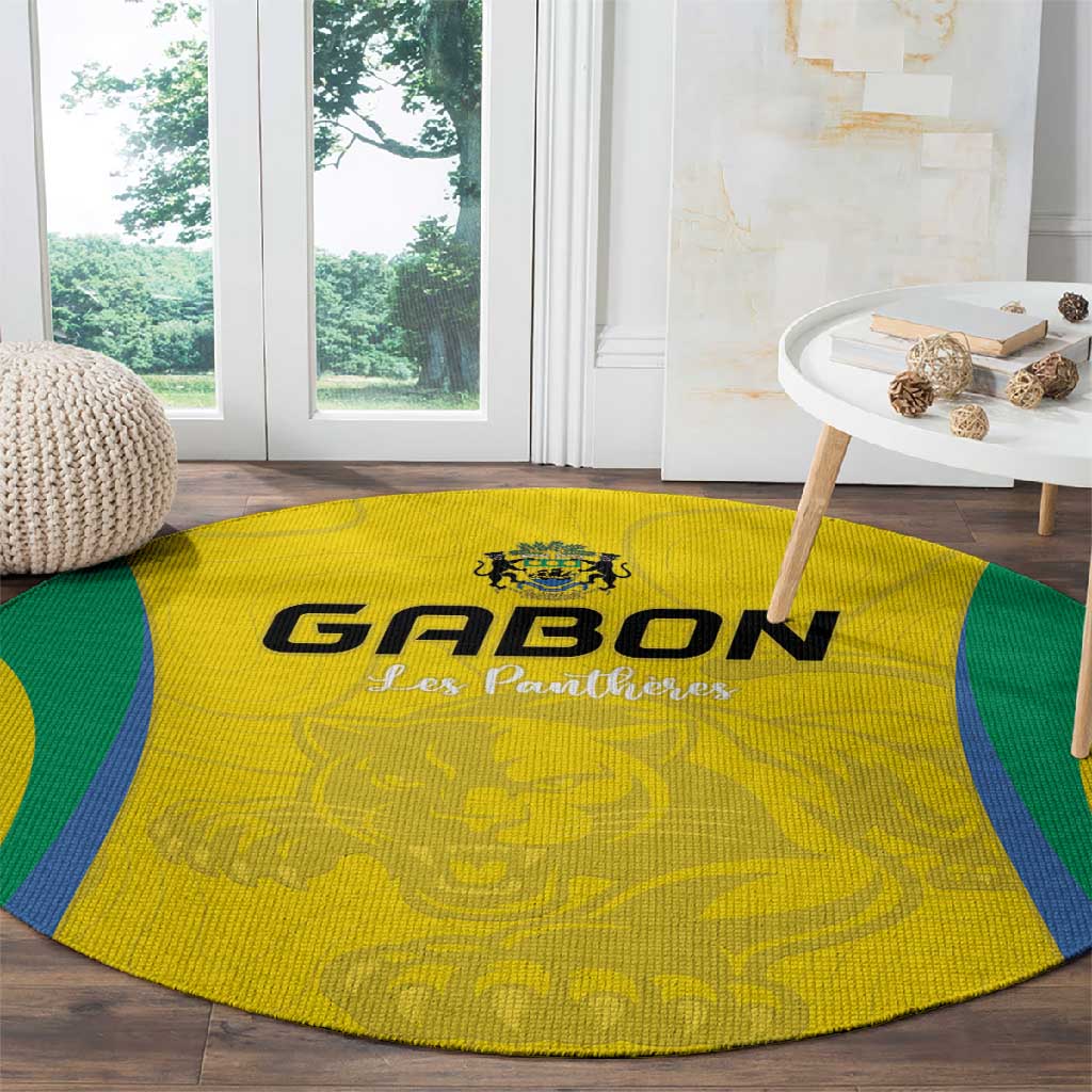 Gabon Football Round Carpet Go Champions Les Pantheres - Wonder Print Shop