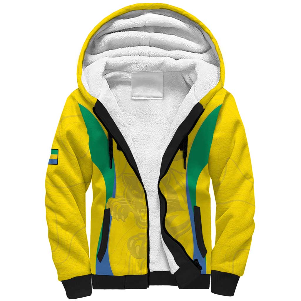 Custom Gabon Football Sherpa Hoodie Go Champions Les Pantheres - Wonder Print Shop
