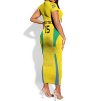 Custom Gabon Football Short Sleeve Bodycon Dress Go Champions Les Pantheres - Wonder Print Shop