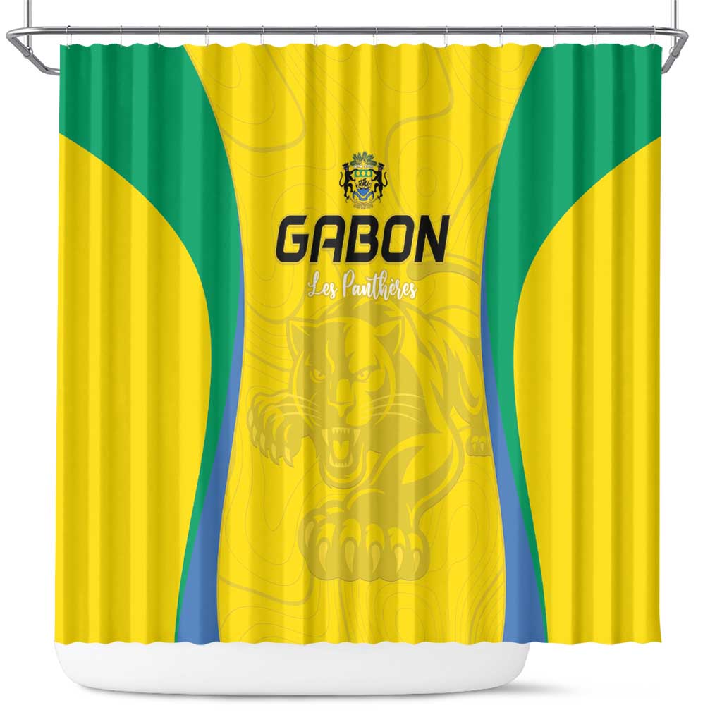 Gabon Football Shower Curtain Go Champions Les Pantheres - Wonder Print Shop
