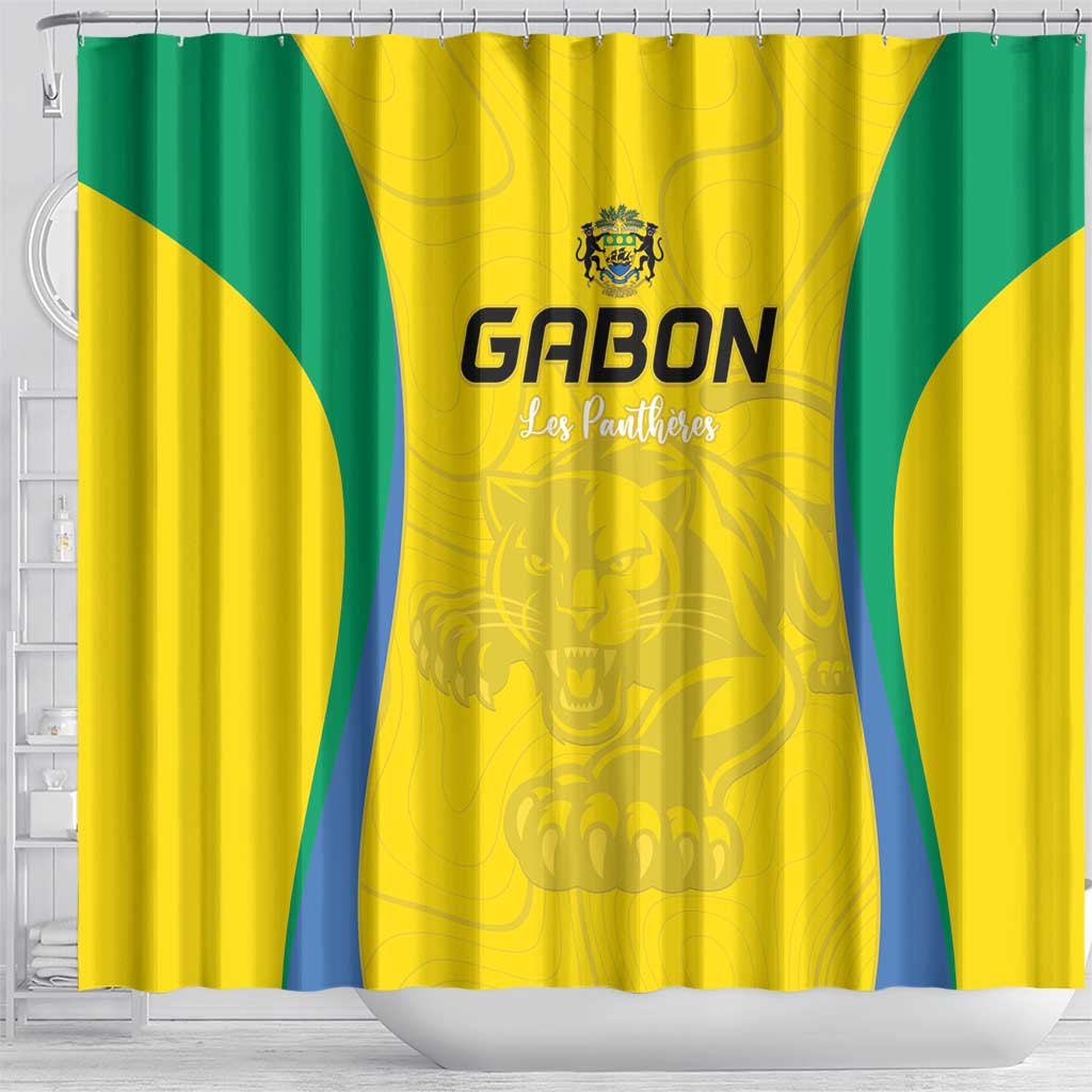 Gabon Football Shower Curtain Go Champions Les Pantheres - Wonder Print Shop