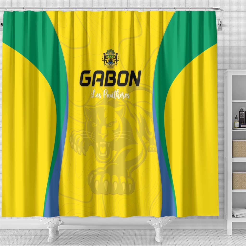 Gabon Football Shower Curtain Go Champions Les Pantheres - Wonder Print Shop