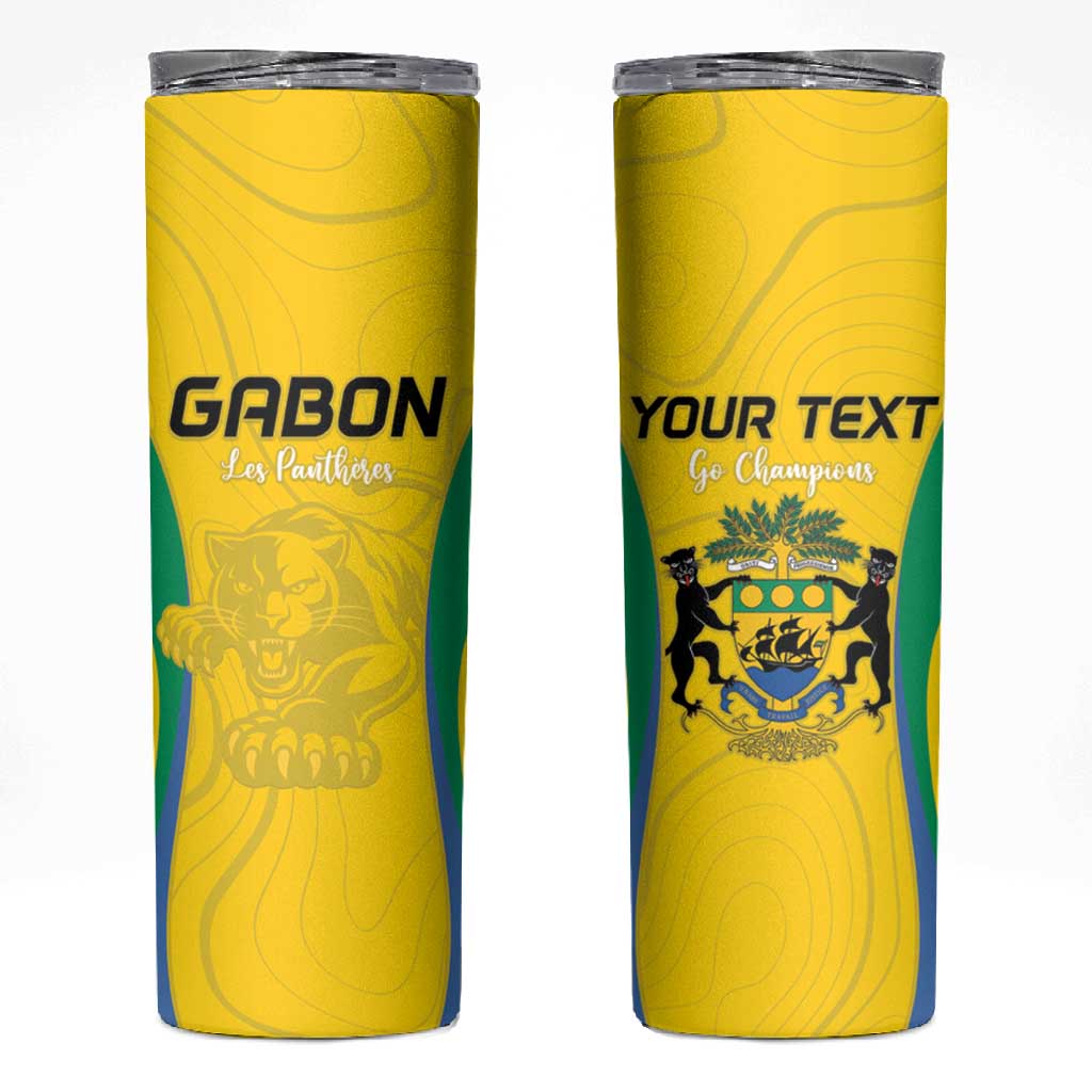 Custom Gabon Football Skinny Tumbler Go Champions Les Pantheres - Wonder Print Shop