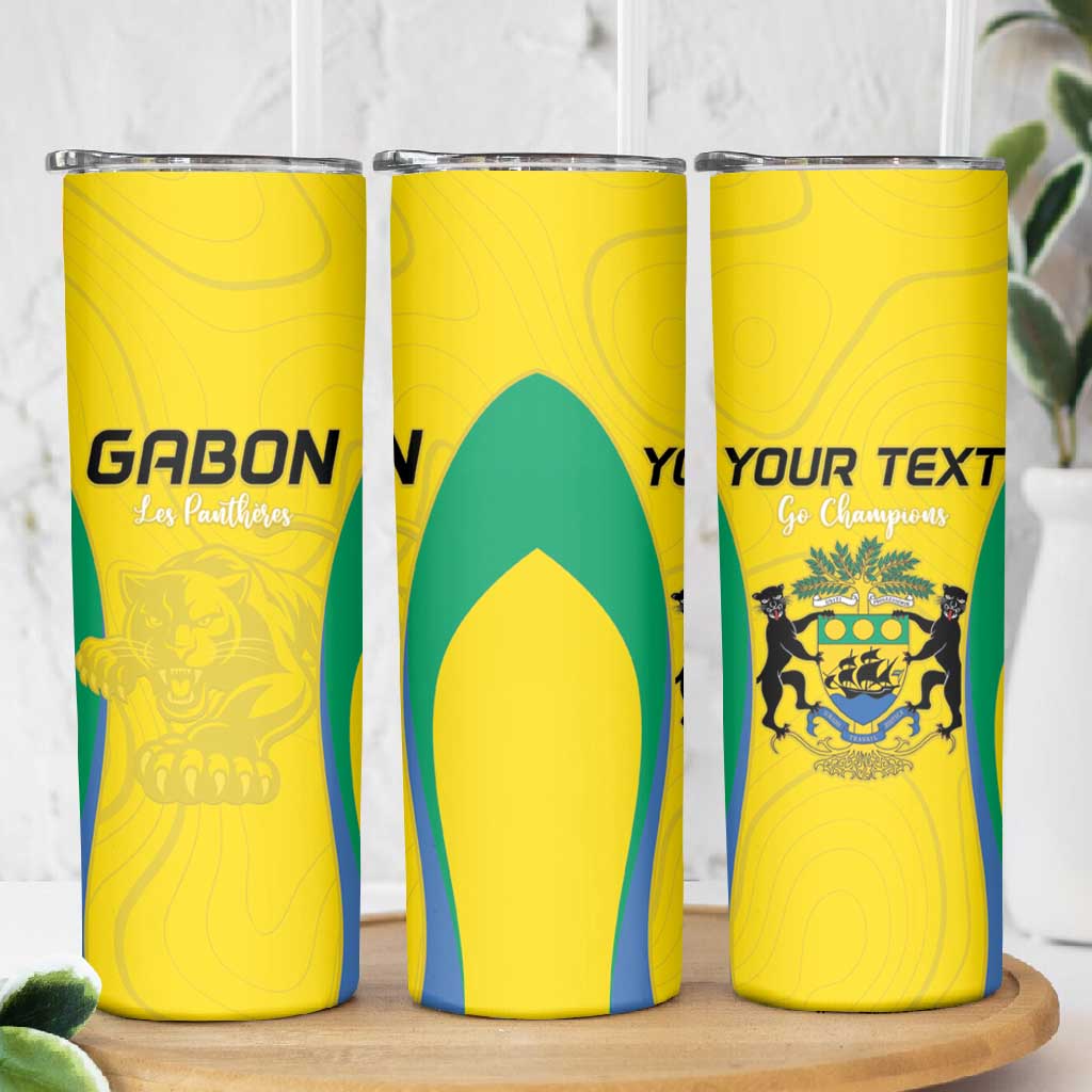 Custom Gabon Football Skinny Tumbler Go Champions Les Pantheres - Wonder Print Shop
