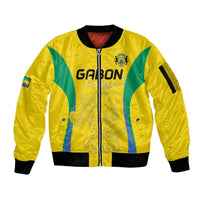Custom Gabon Football Sleeve Zip Bomber Jacket Go Champions Les Pantheres - Wonder Print Shop