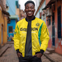 Custom Gabon Football Sleeve Zip Bomber Jacket Go Champions Les Pantheres - Wonder Print Shop