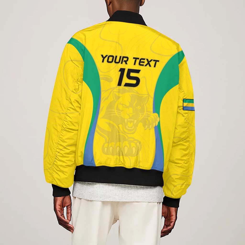 Custom Gabon Football Sleeve Zip Bomber Jacket Go Champions Les Pantheres - Wonder Print Shop