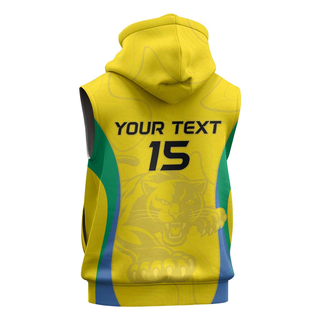 Custom Gabon Football Sleeveless Hoodie Go Champions Les Pantheres - Wonder Print Shop