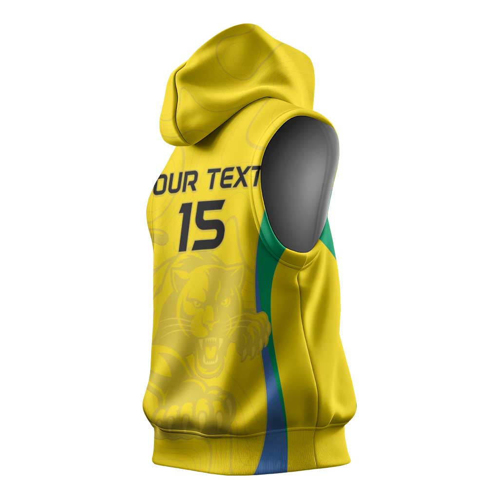 Custom Gabon Football Sleeveless Hoodie Go Champions Les Pantheres - Wonder Print Shop