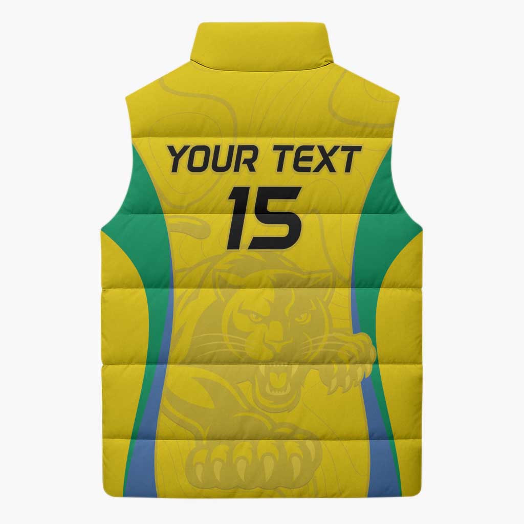 Custom Gabon Football Sleeveless Puffer Jacket Go Champions Les Pantheres - Wonder Print Shop