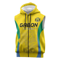 Custom Gabon Football Sleeveless Zip Hoodie Go Champions Les Pantheres - Wonder Print Shop