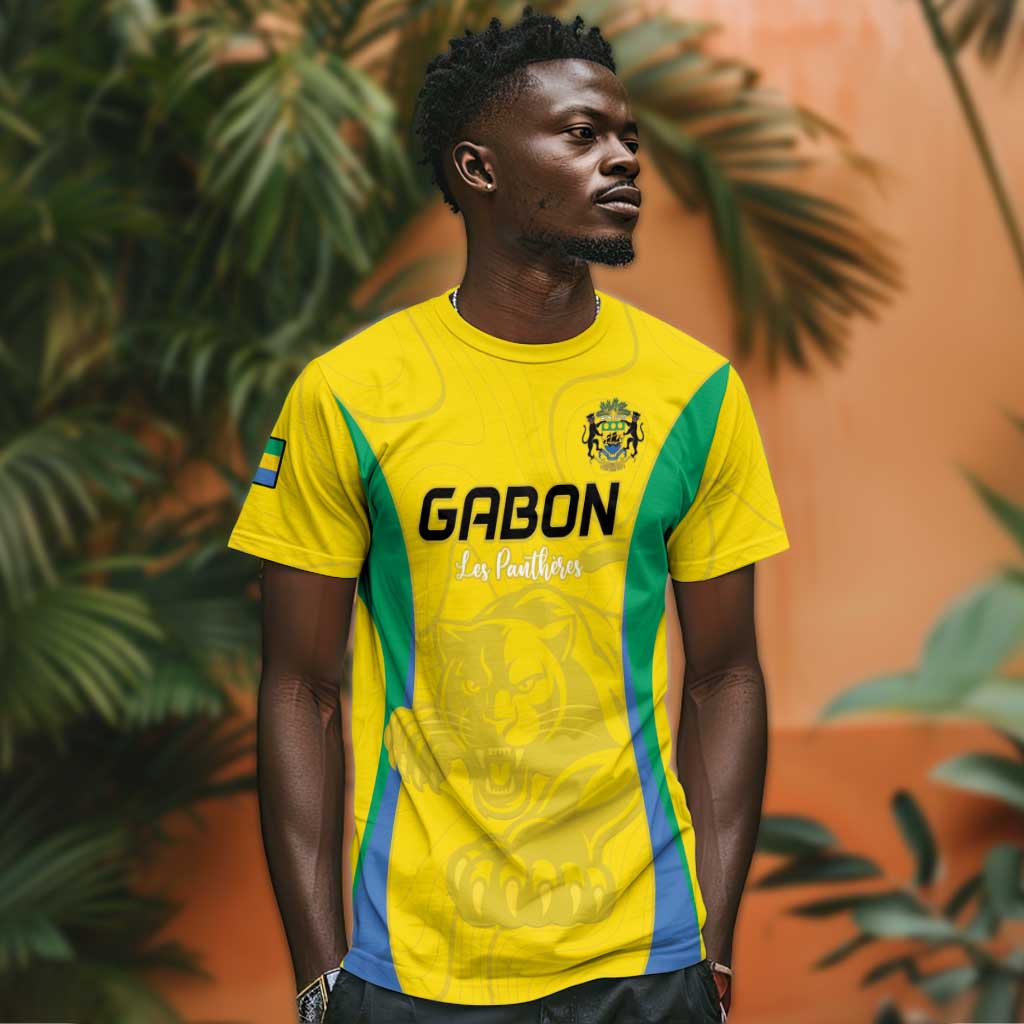 Custom Gabon Football T shirt Go Champions Les Pantheres - Wonder Print Shop