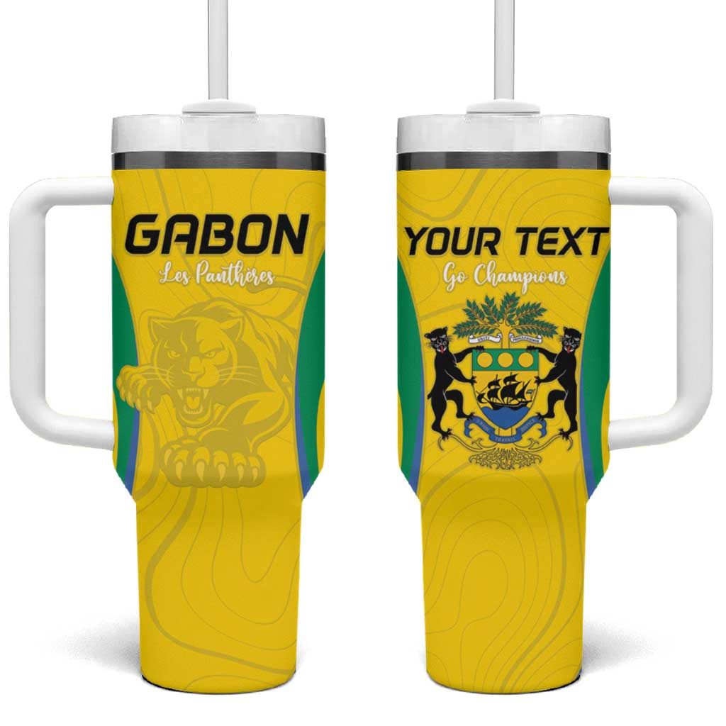 Custom Gabon Football Tumbler With Handle Go Champions Les Pantheres - Wonder Print Shop