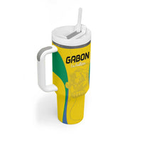 Custom Gabon Football Tumbler With Handle Go Champions Les Pantheres - Wonder Print Shop