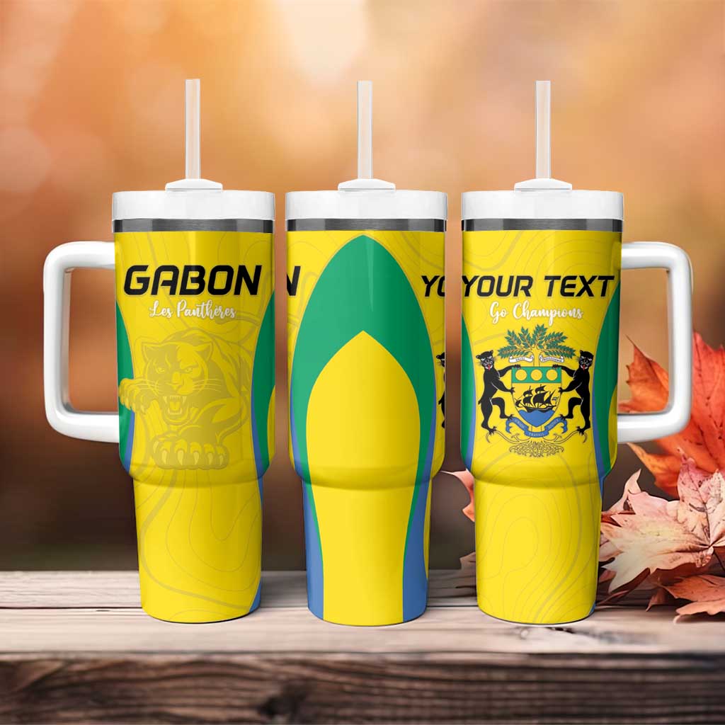 Custom Gabon Football Tumbler With Handle Go Champions Les Pantheres - Wonder Print Shop