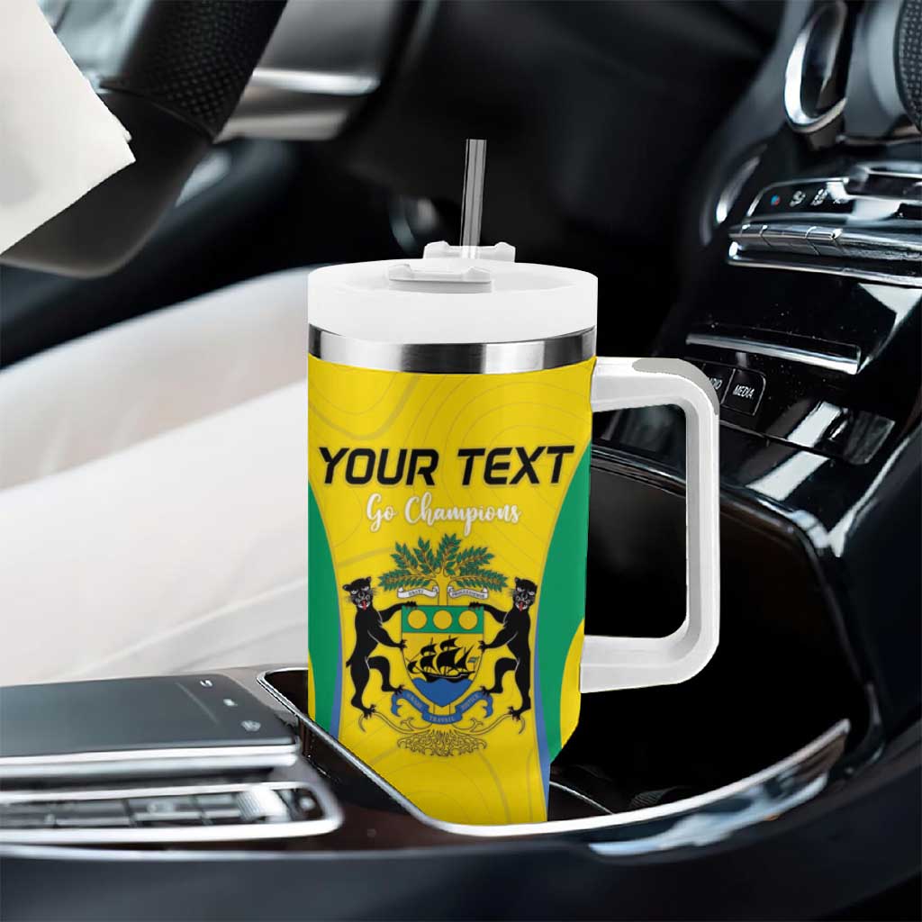 Custom Gabon Football Tumbler With Handle Go Champions Les Pantheres - Wonder Print Shop
