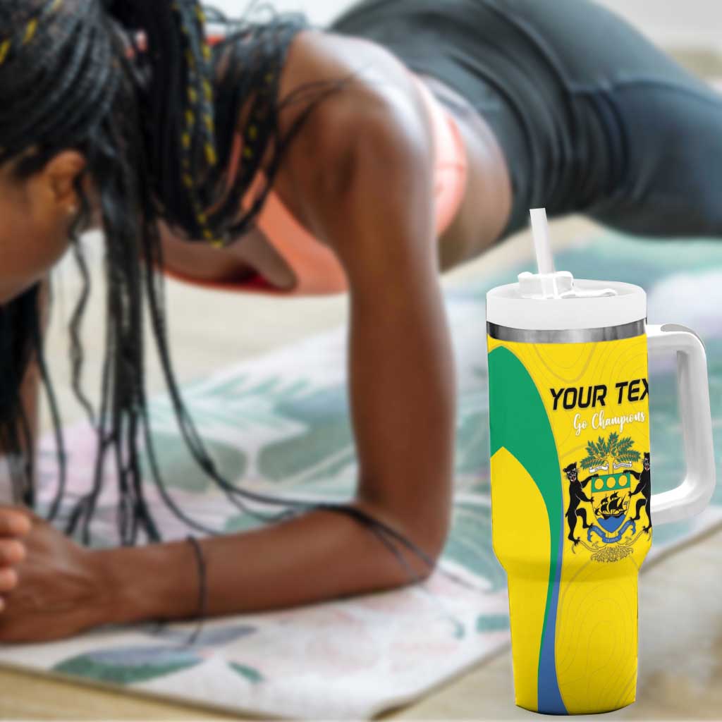 Custom Gabon Football Tumbler With Handle Go Champions Les Pantheres - Wonder Print Shop