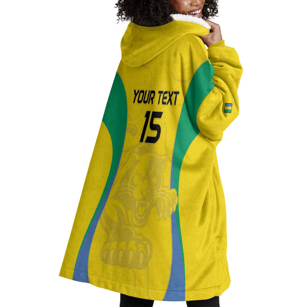 Custom Gabon Football Wearable Blanket Hoodie Go Champions Les Pantheres - Wonder Print Shop
