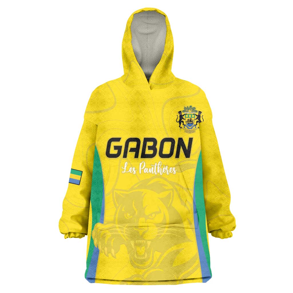 Custom Gabon Football Wearable Blanket Hoodie Go Champions Les Pantheres - Wonder Print Shop