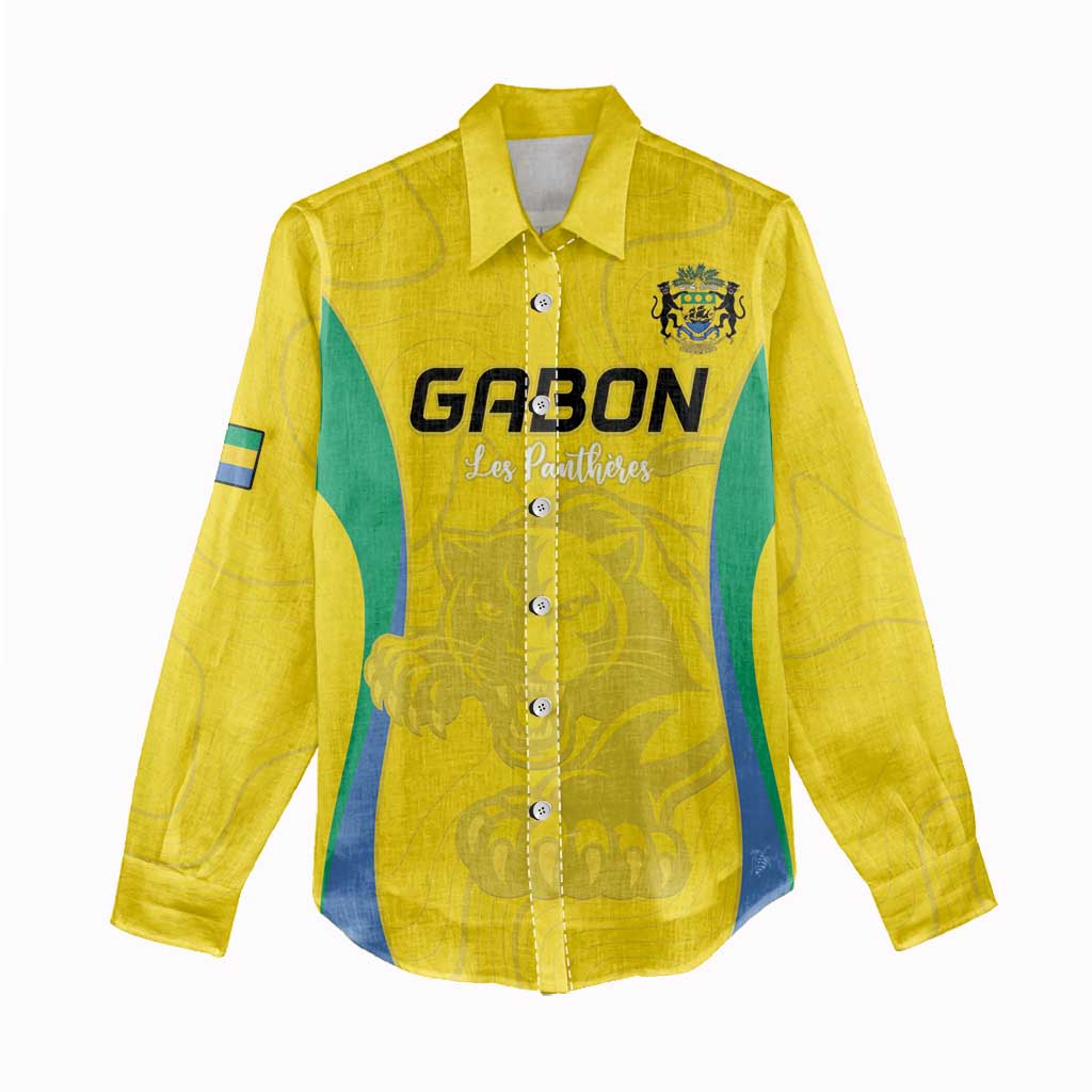 Custom Gabon Football Women Casual Shirt Go Champions Les Pantheres - Wonder Print Shop