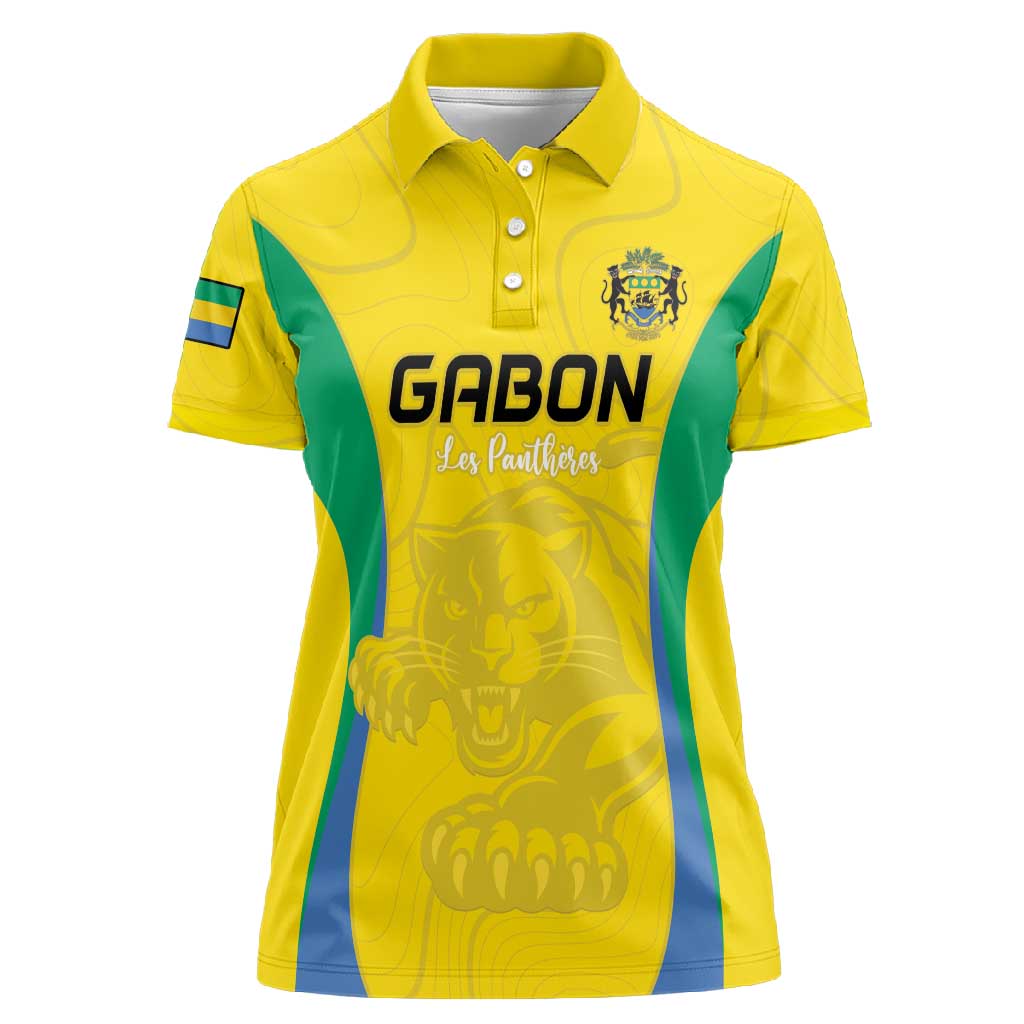 Custom Gabon Football Women Polo Shirt Go Champions Les Pantheres - Wonder Print Shop