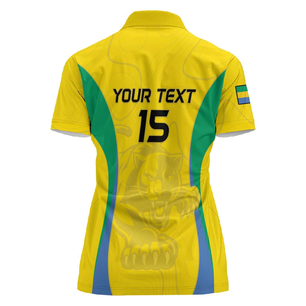 Custom Gabon Football Women Polo Shirt Go Champions Les Pantheres - Wonder Print Shop