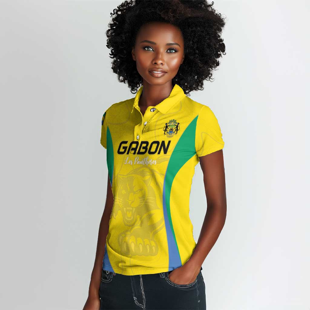 Custom Gabon Football Women Polo Shirt Go Champions Les Pantheres - Wonder Print Shop